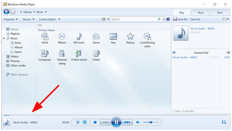 Windows Media Player WMA-afspilning