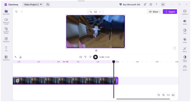 Clipchamp インターフェース