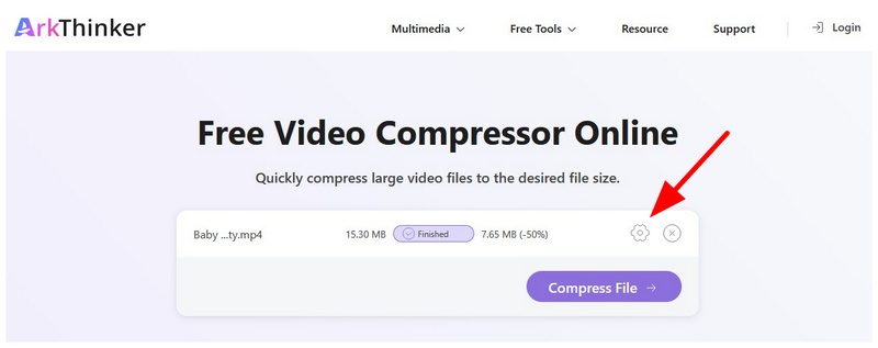 Impostazioni online di Arkthinker Free Video Compressor
