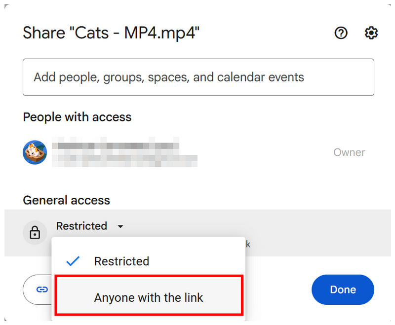 Google Drive Chiunque abbia il link