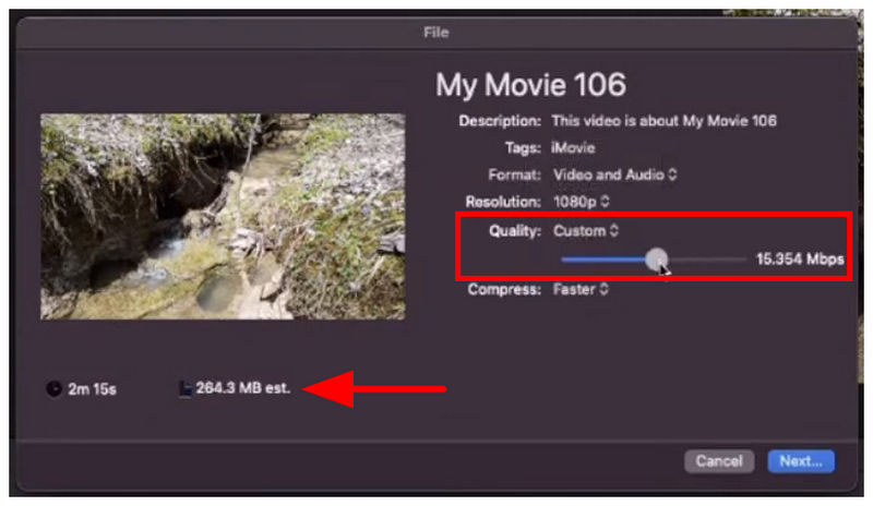 Impostazioni file di iMovie