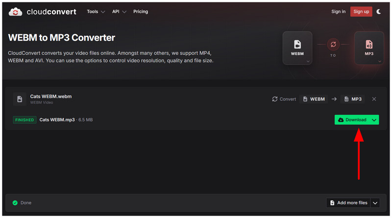CloudConvert WebM Download MP3
