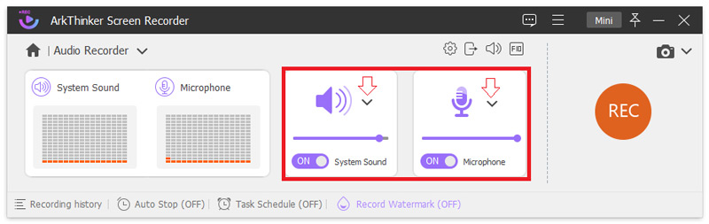 Imposta la registrazione dell'audio