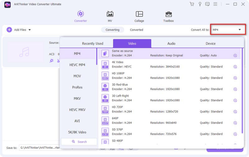 Set Output Format For M4v