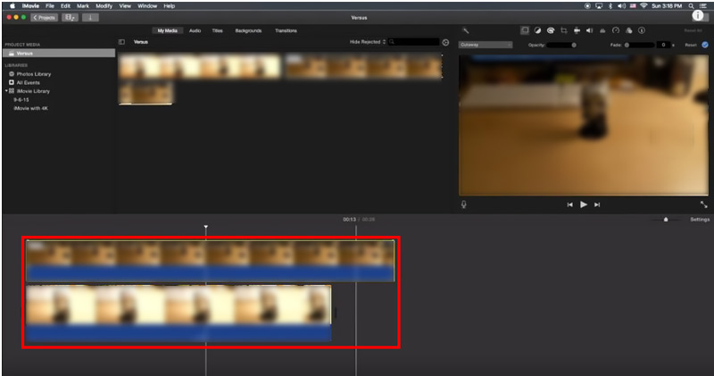 أضف مقاطع فيديو إلى الجدول الزمني لـ iMovie