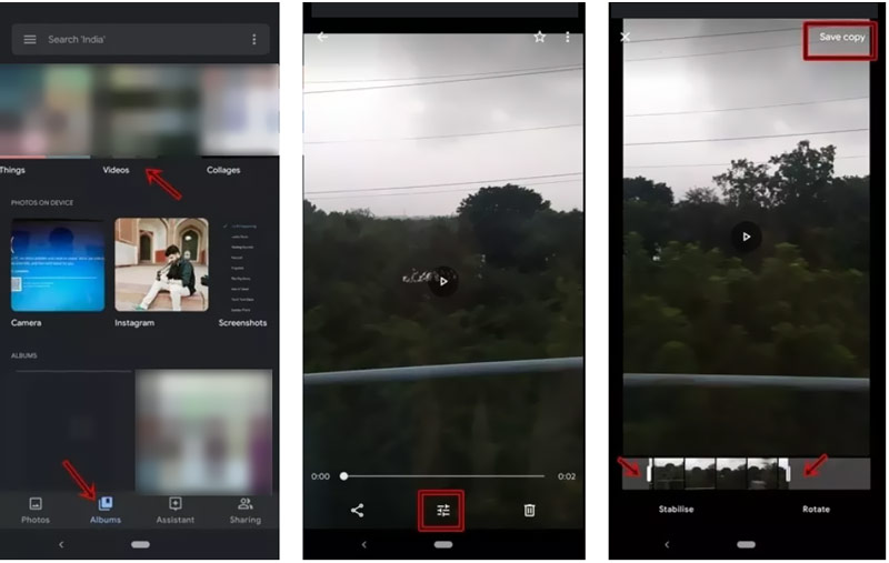 Bewerk een video op Android met Google Foto's