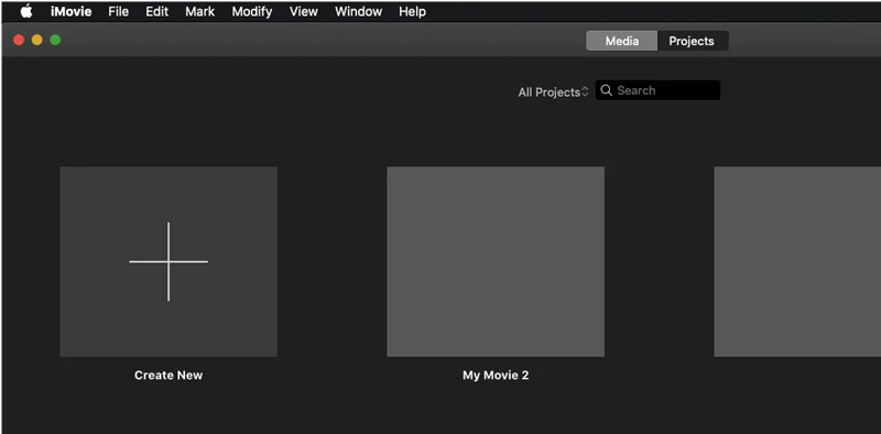 iMovie Crear nuevo proyecto