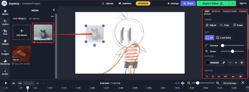 Kapwing Dodaj znak wodny obrazu do wideo online