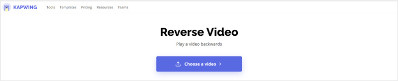 Site de vídeo reverso Kapwing