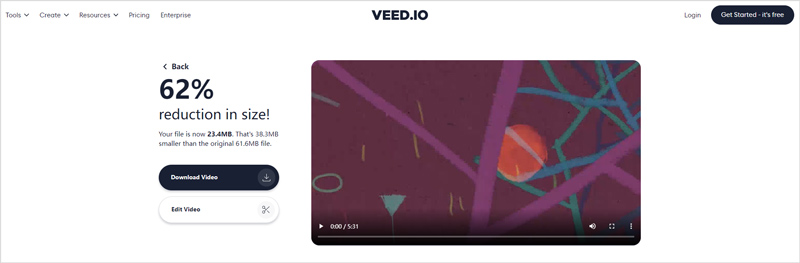 Aperçu Télécharger la vidéo compressée VEED.IO