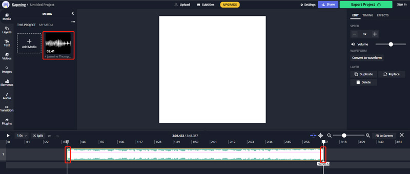 audio trimmer kapwing