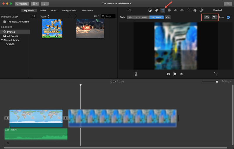 Vend en video i iMovie Mac