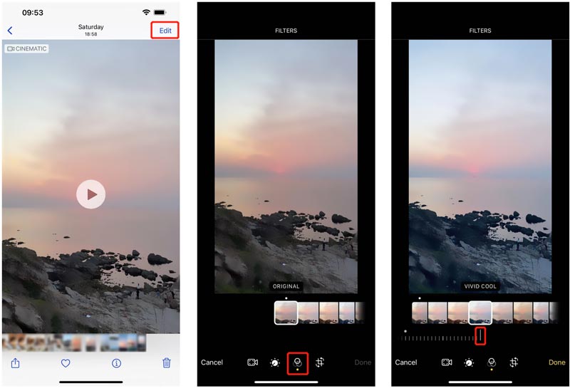 Mettre un filtre sur une vidéo sur iPhone