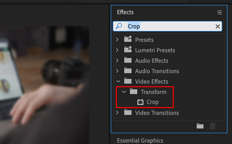 Función de recorte de vídeo de Premiere Pro