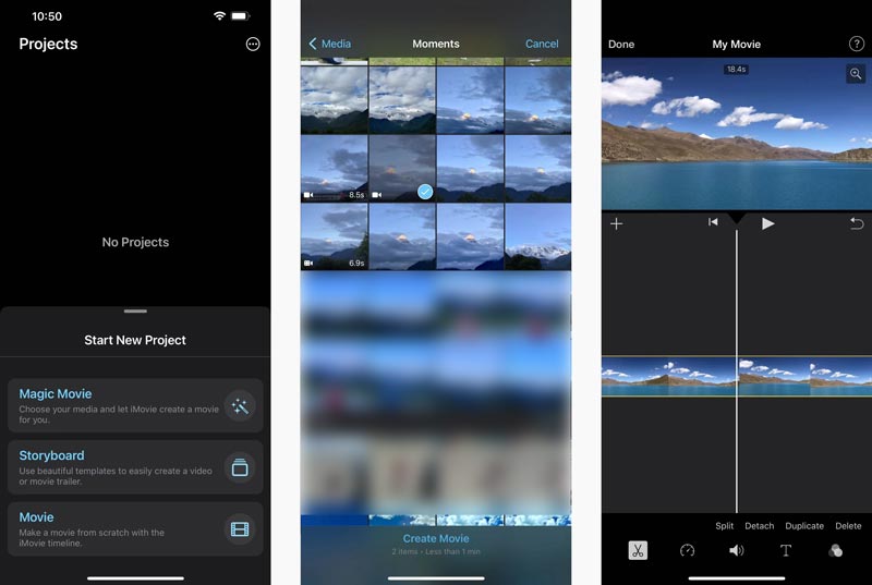 Create New Project in iMovie on iPhone