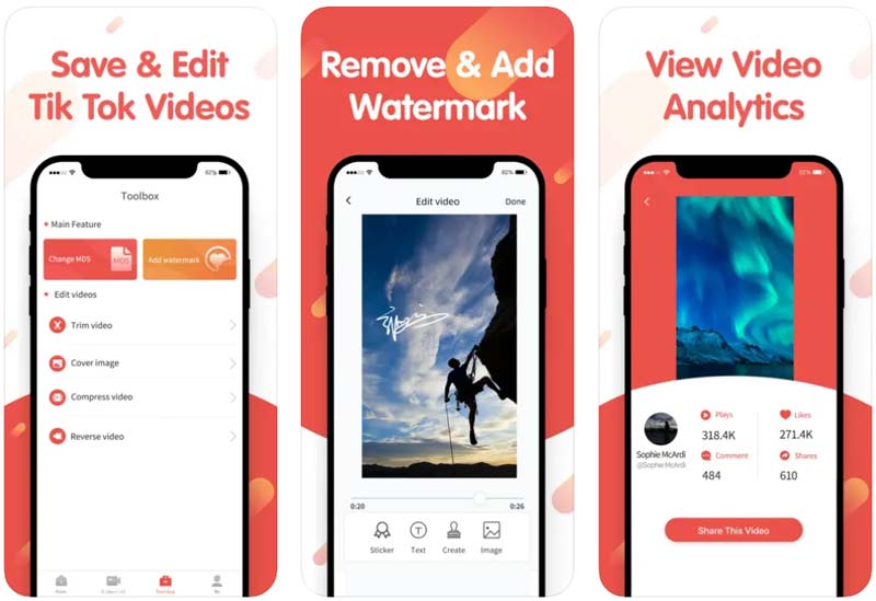 Aplicativo removedor de marca d'água TokVideo para iPhone