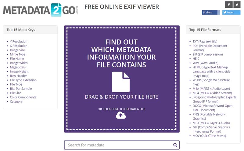 Metadata2Go Visor de metadatos en línea