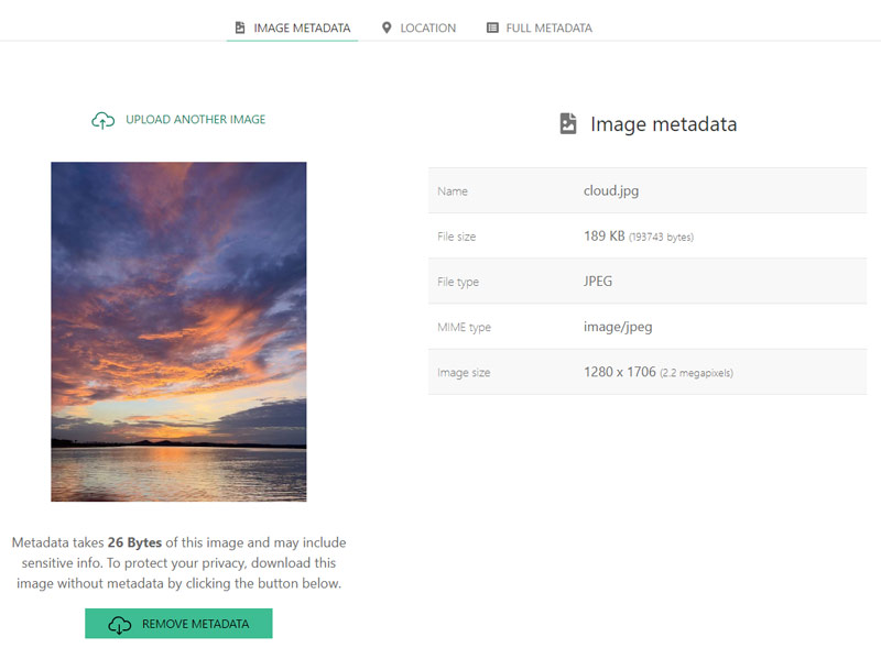 See Image Metadata Online Jimpl