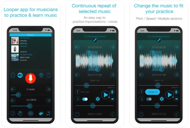 Aplikace Music Looper Pitch Slow