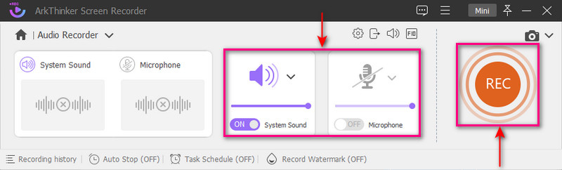 Démarrer l'enregistrement audio