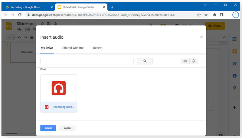 Insert Audio Google Slides