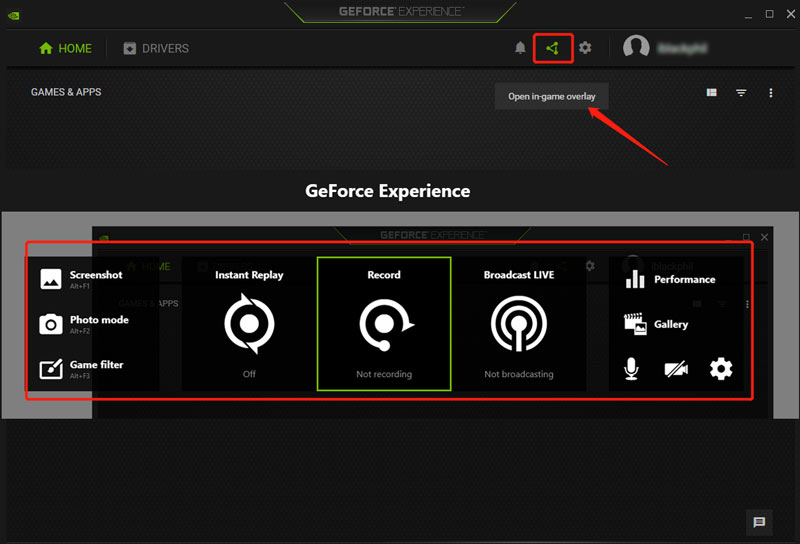 Access ShadowPlay in GeForce Experience