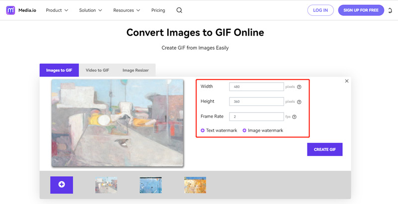 Media.io Convertir des images en GIF en ligne