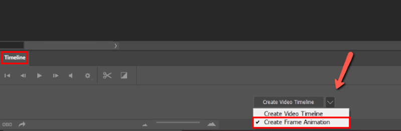Åbn Timeline Create Frame Animation Photoshop