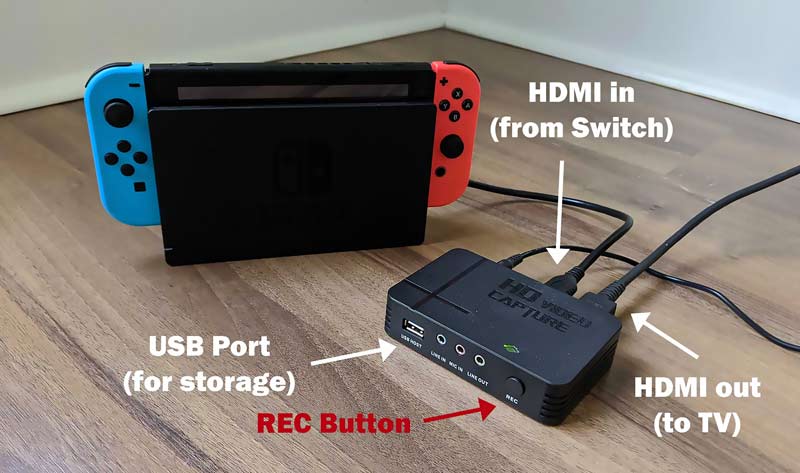 Neem op op de Nintendo Switch met behulp van een Capture Card