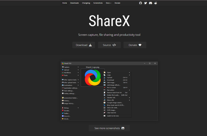 ShareX Interface