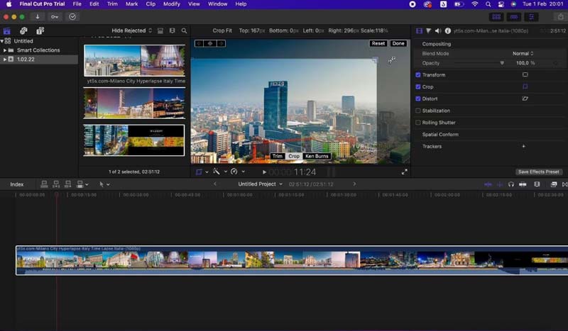 Recortar vídeo en Final Cut Pro con parámetro