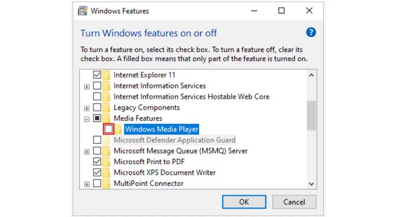 Удалить, переустановить проигрыватель Windows Media