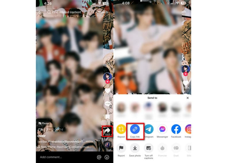 Copy TikTok Photos Link