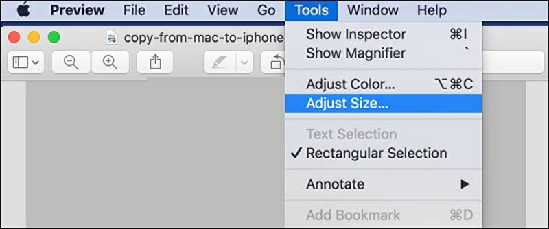 Adjust Size on Mac