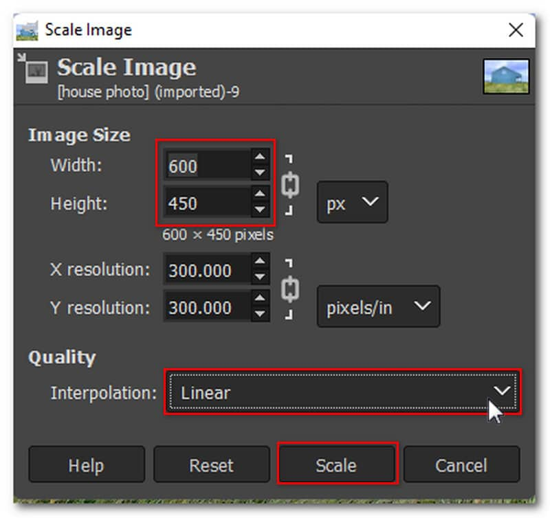 GIMP Adjust the Scale