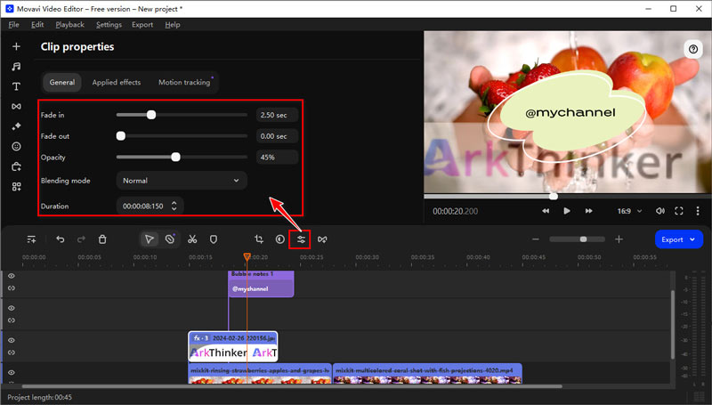 Add Watermark to Video in Movavi