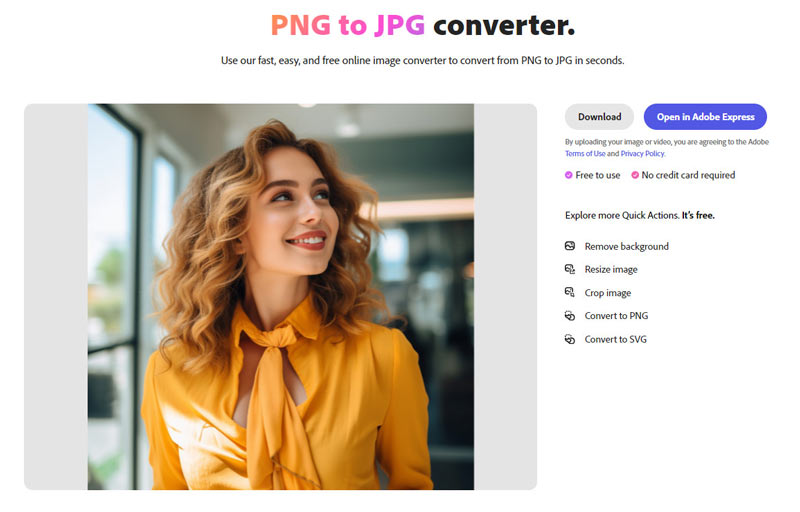 Adobe Express PNG til JPG Online