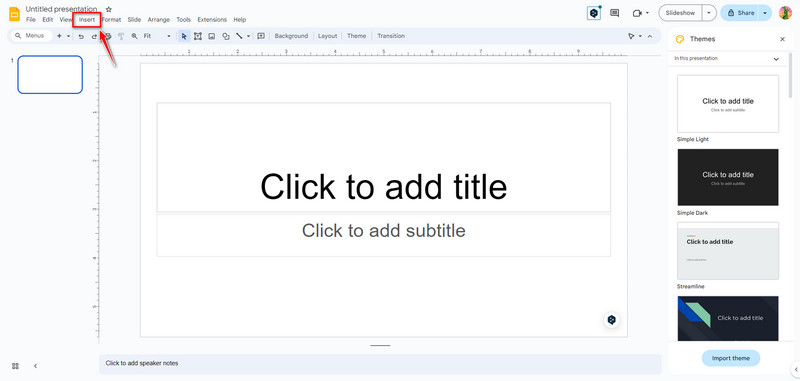 Sett inn bilde i Google Slides