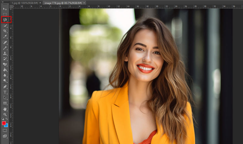 حدد أداة Lasso في Photoshop