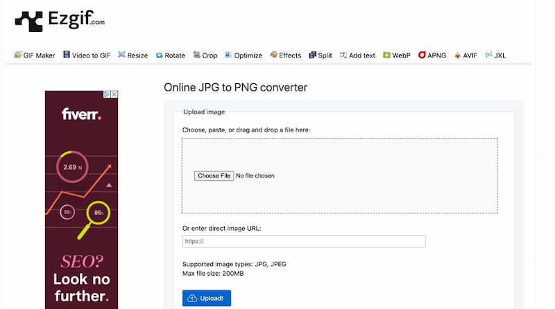 Конвертуйте JPG у PNG на Ezgif