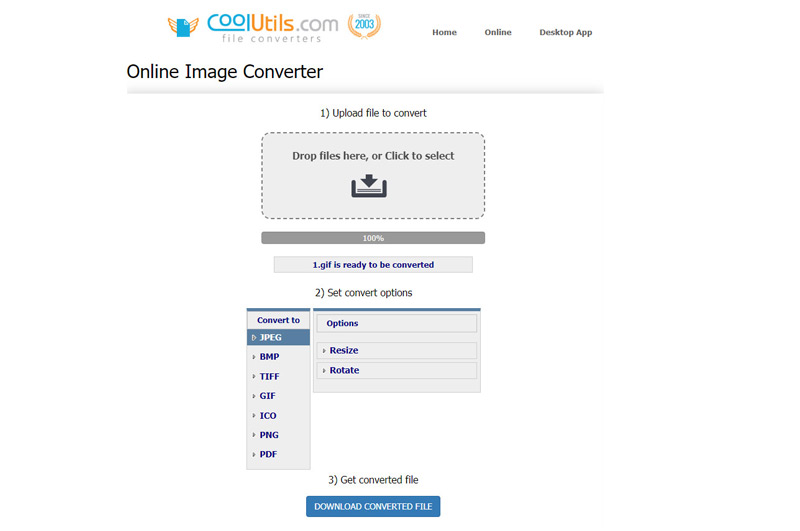 Convertitore di immagini in linea Coolutils