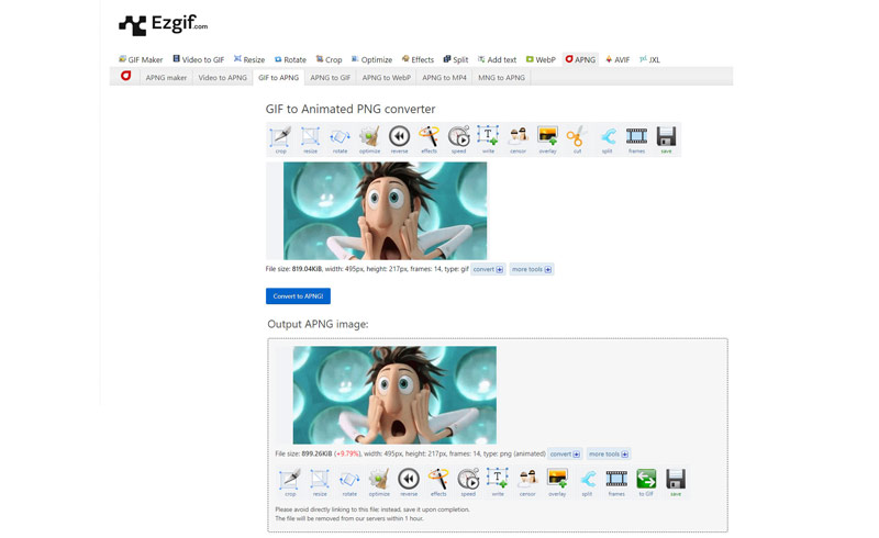 Ezgif GIF do PNG online