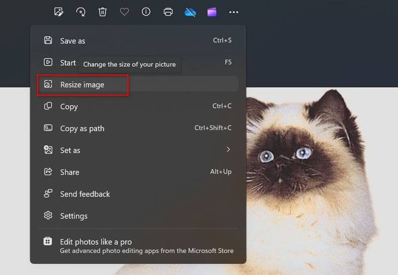 Resize Image Option in Photos App