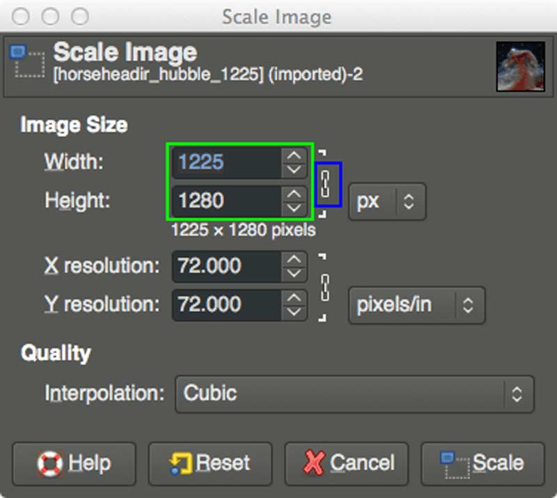 Mettre à l'échelle l'image dans Gimp