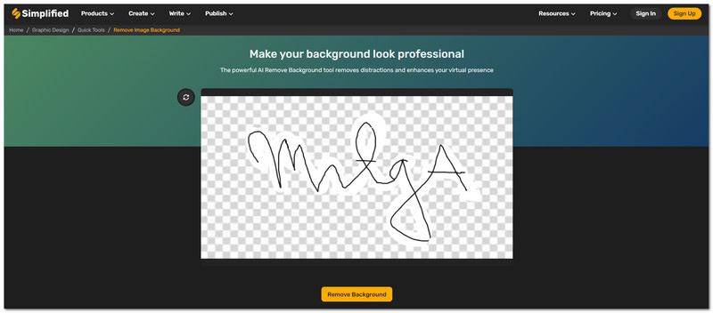 Forenklet E-Signatur Background Remover