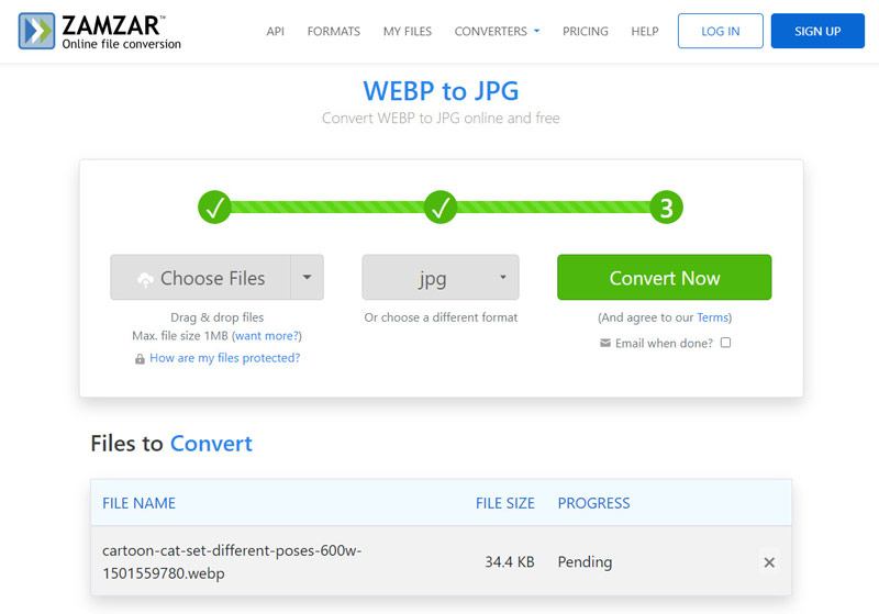 Zamzar WEBP to JPG Online