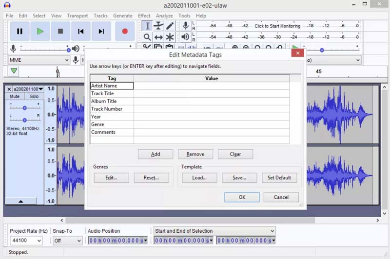 Audacity WAVからMP3への設定