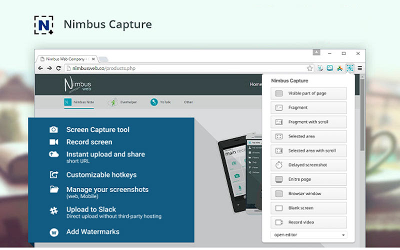 التقاط شاشة Chromebook باستخدام Nimbus