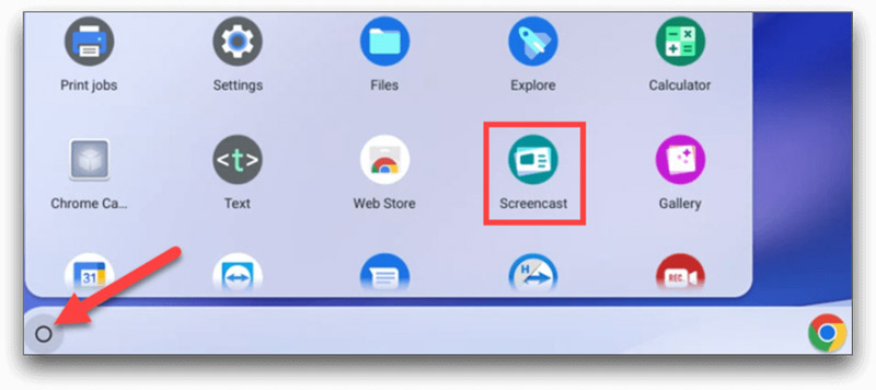 Aplicativo de captura de tela do Chromebook Screencast