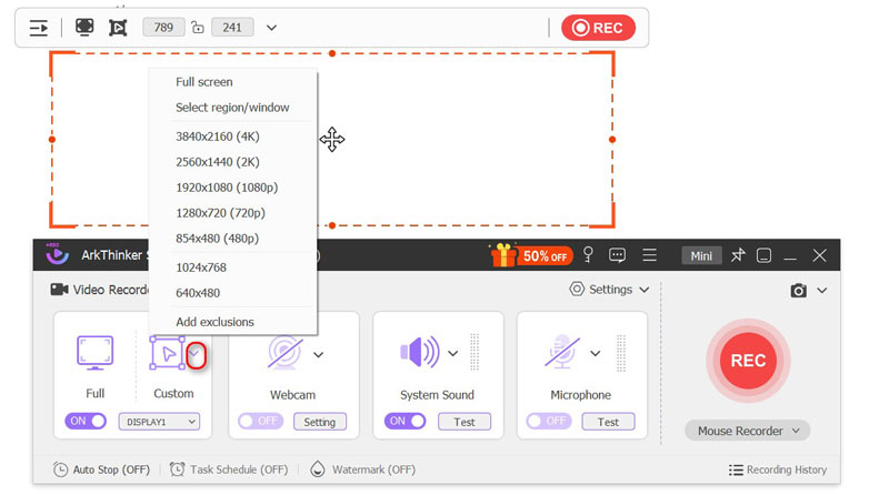 Select Recording Region